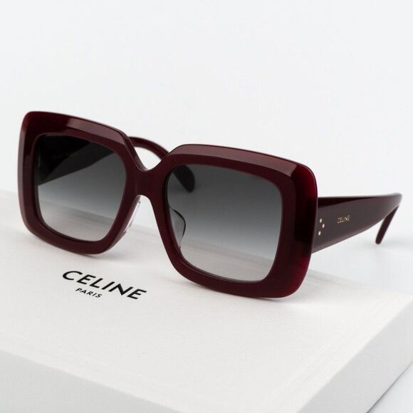 NEW Celine CL40263F 69B 3 DOTS Bordeaux Gradient Smoke Geometric Sunglasses - Picture 2 of 10